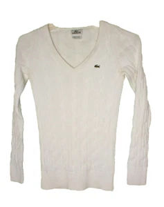 Vintage Lacoste Womens Cable Knit Sweater Size 34 White - Picture 1 of 3