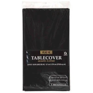 Jet Black Plastic Tablecover 54 x 108 Tablecloth - Picture 1 of 1