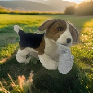 Vintage Avanti Applause baby animals dog w/ slipper 1985 13" Realistic Dog Plush - Picture 1 of 24