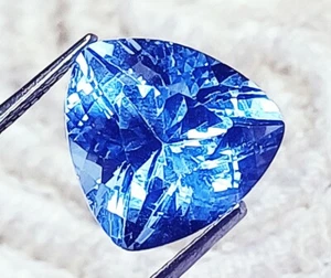 Acquamarina Naturale Prince Cut 8,20 Ct Forma Trilione Gemme Sciolte Certificate - Foto 1 di 6