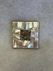 Vintage EVANS Ladies Compact Makeup Case Rhinestones Mother Of Pearl EUC - Picture 1 of 8