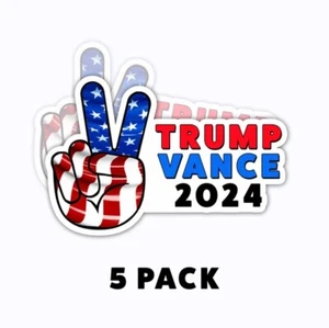 PAQUETE DE 5 PEGATINAS PARACHOQUES TRUMP VANCE 2024 PEACE FINGER AMERICA MAGA 7 PULGADAS - Imagen 1 de 6