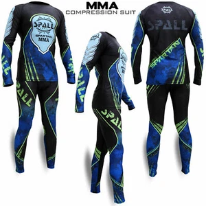 Mens Compression Rashguard Sports Workout Shirts Gym MMA BJJ Activewear SET - Picture 1 of 5