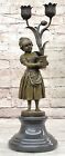 Collectible Victorian Candelabra Bronze Young Girl Candle Holder Sculpture