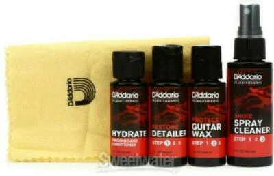 D'Addario Instrument Care Essentials Kit, Cleaner, Wax, Detailer, etc, PW-CGB-01 - Image 1 of 4