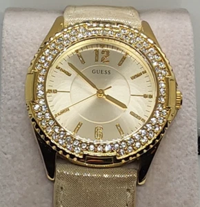 Guess Womens Waterpro Gold-Tone Watch U0069L4 - Gem Set Bezel - Picture 1 of 10