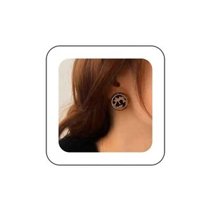Gothic Leopard Coin Earrings Acrylic Disc Earrings Brown Disc Stud Earrings Roun - Picture 1 of 7