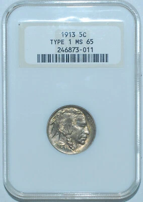 1913 NGC MS65 T1 Type 1 Buffalo Nickel - Image 1 of 2