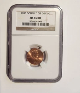 1995 Lincoln Cent Doubled Die OBV 1C NGC MS 66 RD FREE SHIPPING - Picture 1 of 2