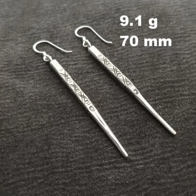 ARTISAN SILVER EARRINGS CRAFT VINTAGE DANGLES 9g CLASSIC PIN STICK #A306 - Image 1 of 4