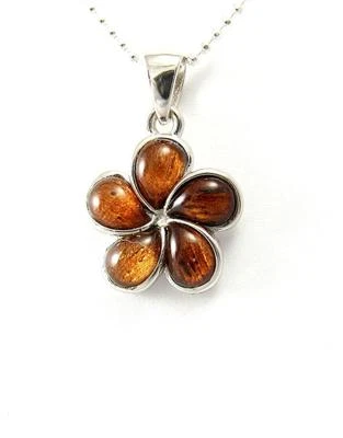 COLGANTE FLOR PLUMERIA MADERA KOA HAWAIANA INCRUSTACIÓN GENUINA PLATA 925 15MM -25MM Foto 1 de 4