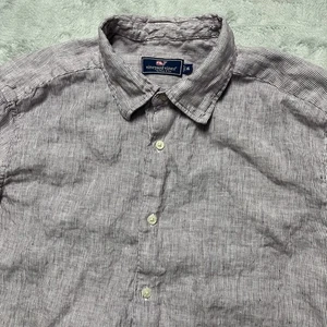 Vineyard Vines Shirt Mens XL Purple Striped 100% Linen Long Sleeve Button Up - Picture 1 of 7