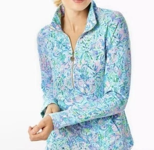 Lilly Pulitzer Skipper Popover Surf Blue Soleil It On Me Size S - Picture 1 of 6