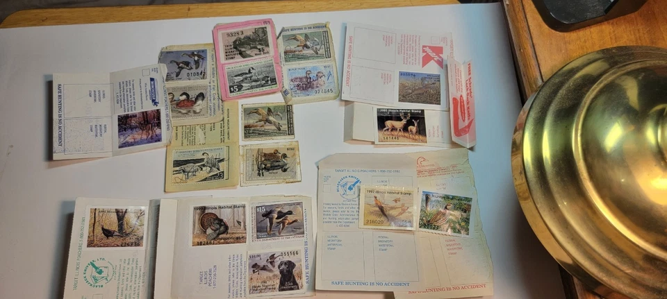 Federal Duck Stamp Collection Plus IL Habitat  and water foul Stamps 21 in All - Image 1 of 4