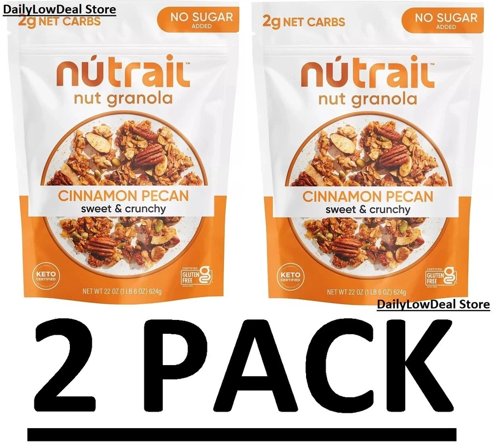 PACK DE 2 - NuTrail Granola de nuez ceto baja en carbohidratos, canela nuez moscada 22 oz (total 44 oz) Foto 1 de 1