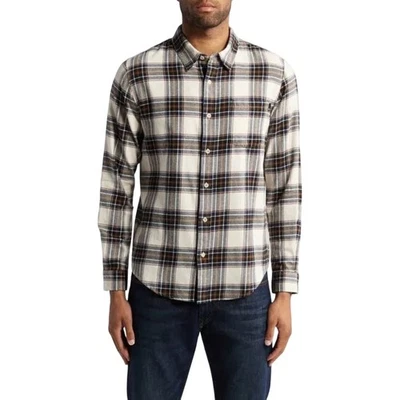 Camisa tejida de sarga de algodón con botones de franela a cuadros AG Aiden talla S Foto 1 de 4