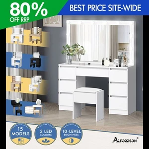 ALFORDSON Dressing Table Stool Set Makeup Mirror Storage Vanity Desk LED Bulbs - Picture 1 of 520