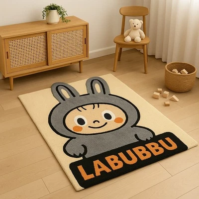 Handgetufteter LABUBBU Cartoon Kinderteppich Weicher Wollteppich... - Bild 1 von 4
