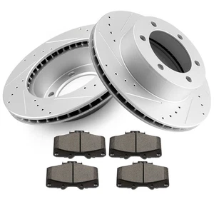 Front Discs Brake Rotors and Ceramic Pads For Toyota 4Runner 1996-2002 Drilled - Picture 1 of 10