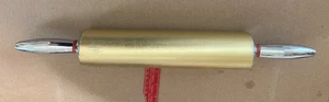 Vintage BAKERS KITCHEN MCM Gold & Silver Metal Aluminum Rolling Pin Red Washers - Picture 1 of 3