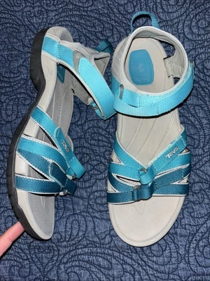 Sandalias deportivas de senderismo TEVA Tirra con tiras talla 9,5 azul verdoso ombré ajustables Foto 1 de 4