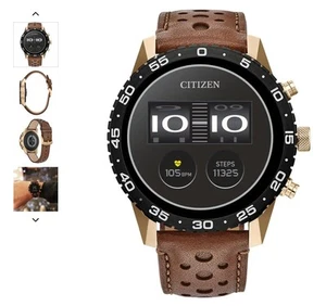 Montre connectée sport Citizen CZ Smart Gen 2 44 mm en cuir marron - MX1016-28X - Photo 1 sur 4