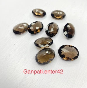 NATURAL SMOKY QUARTZ OVAL CHECKER BOARD CUT 11x9 MM 6 PCS LOT LOOSE GEMSTONE E - Picture 1 of 11