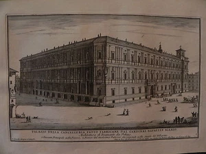 M Roma acquaforte originale 1700 Specchi Palazzo Cancelleria Bramante Urbino - Picture 1 of 1