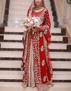 Red and gold Pakistani bridal outfit - perfect for a wedding #bridaloutfit #wedd - Picture 1 of 4