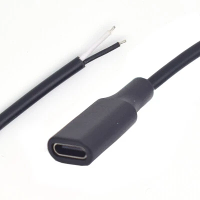 1pc 30cm USB C Type-C Female Jack Cable 2 wires Power Pigtail Cable Cord DIY - Image 1 of 4