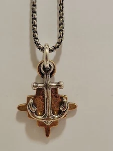 James Avery Vier Winde Anker der Hoffnung Anhänger Sterling & Bronze 22" Kette 925 - Bild 1 von 11