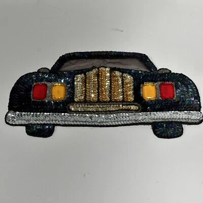 Vintage 80s Sequins Patch Rolls Luxury Car Royce Wild Hip Hop DIY Fashion Rare - Image 1 of 4