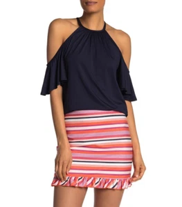 NWT- Trina Turk 'Alhambra' Cold-Shoulder Halter Top, Indigo - Size XSmall - Picture 1 of 2