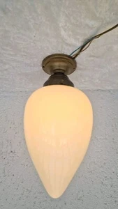 Berliner Messing Deckenleuchte Deckenlampe im Jugendstil Opalglas - Bild 1 von 6