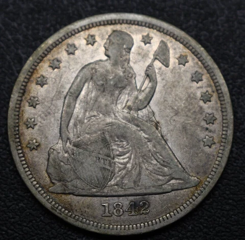 1842 US Seated Liberty Silver Dollar $1 Cover
