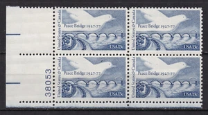 Scott #1721 Peace Bridge Plate Block Of 4 1977 Mint NH OG - Picture 1 of 3