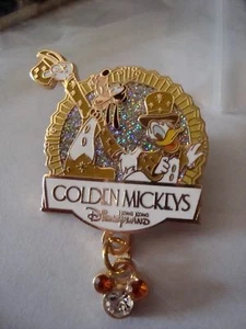 Golden Mickeys Disneyland Hong Kong Dangle Disney Pin - Picture 1 of 2