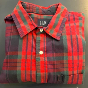 GAP Adventure LS Cotton Red Tartan Plaid Twill Shirt Men X-Large EUC - Picture 1 of 2