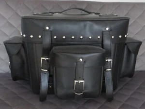 Lederkoffer - Sissy Bar Tasche - Motorrad  Biker - Chopper - Quad - Trike -  W15 - Picture 1 of 7