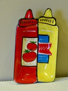 Plato para servir mostaza y ketchup decorativo colorido arte arcilla llamativo 7 pulgadas - Imagen 1 de 3