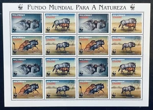 MOZAMBIQUE WWF GNU STAMPS SHEET 2000 MNH FAUNA WILDLIFE WILD ANIMALS NATURE - Picture 1 of 1