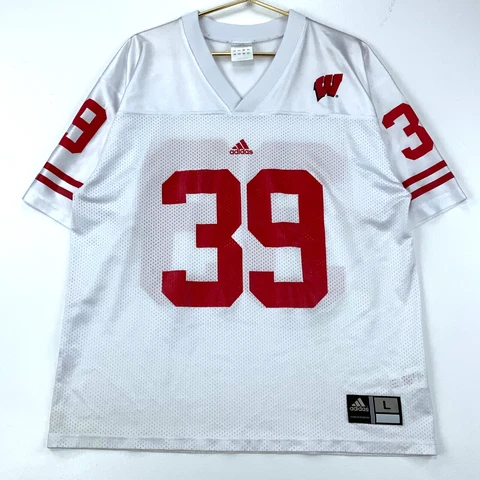 Wisconsin Badgers #39 Adidas Football Jersey Size Large White Ncaa Cover