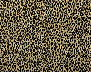DESIGNER LEOPARD CHENILLE EBONY BLACK GOLD MULTIPURPOSE FABRIC BY YARD 57"W - Picture 1 of 6