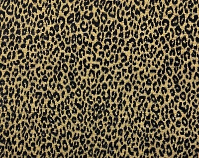 DESIGNER LEOPARD CHENILLE EBONY BLACK GOLD MULTIPURPOSE FABRIC BY YARD 57"W - Image 1 of 4