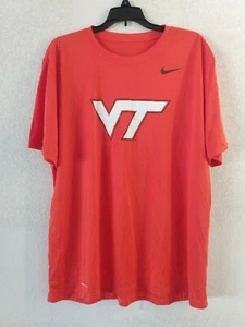 NIKE DRI-FIT VIRGINIA TECH HOKIES MENS ORANGE SHORT SLEEVE SHIRT SIZE XXL - Picture 1 of 8