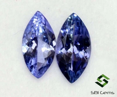 10x5 mm Certified Natural Tanzanite Marquise Cut Pair 1.68 Cts Loose Gemstones - Image 1 of 3