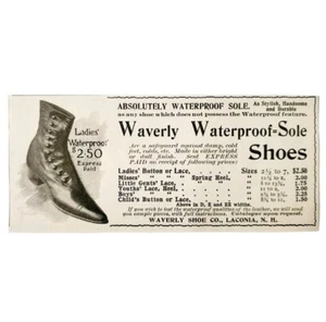 Waverly Waterproof Sole Shoes 1897 Advertisement Victorian Footwear ADBN1www - Picture 1 of 1