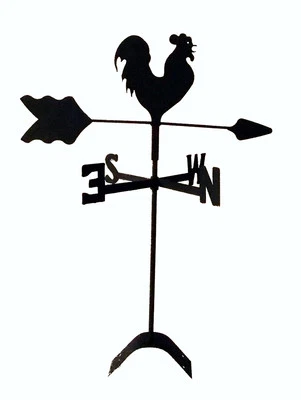 the lazy scroll rooster chicken roof mounted weathervane black wrought iron look - Image 1 of 4