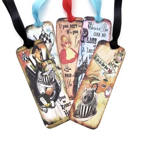 Alice in Wonderland Bookmarks-Favours-Drink Me-Eat Me-Tea Party-Mad Hatter - Picture 1 of 5