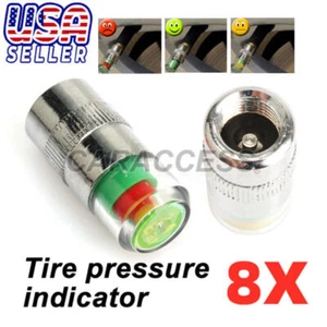 8Pcs Car Tire Valve Stem Caps Pressure Monitor Sensor Indicator 3 Color Alert - Picture 1 of 10